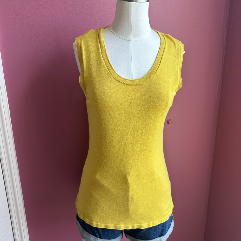 Investments Yellow Fitted Sleeveless Tank Top